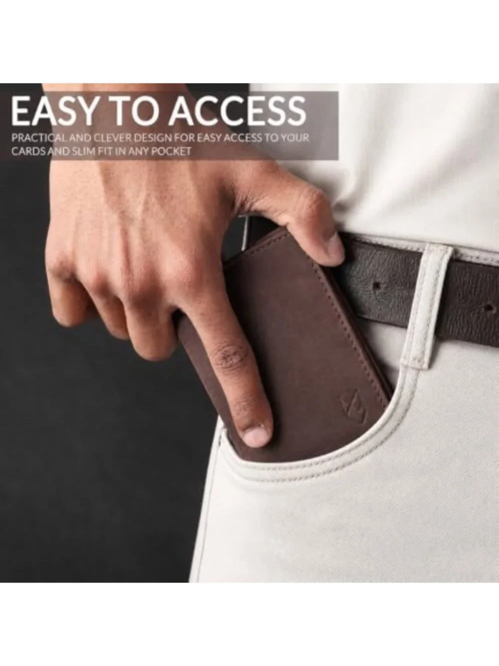 RFID Blocking Full Grain Leather Bifold Wallet for Men & Women, Compact Card